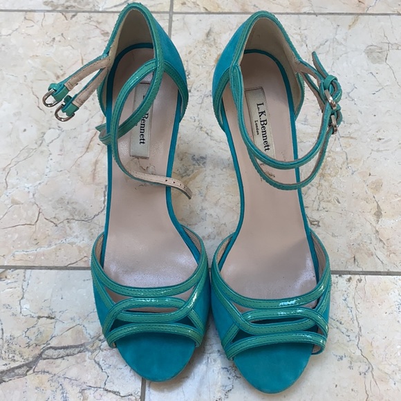 LK Bennett size 40 torquise platform sandals - Picture 2 of 6